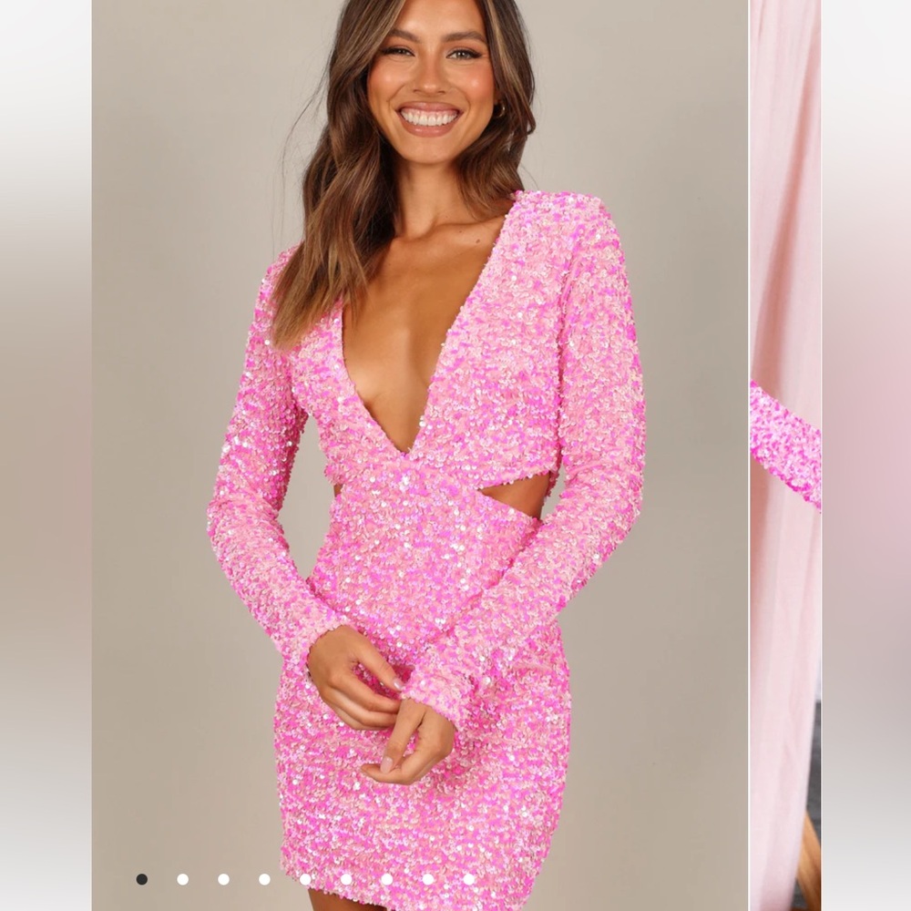 Petal & Pup Kelly Long Sleeve Sequin Mini Dress - Berry